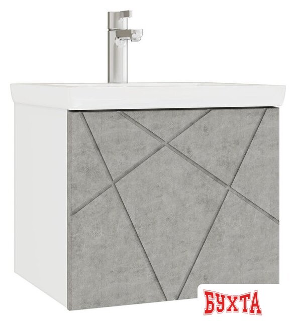 Мебель для ванных комнат Vigo Тумба под умывальник Geometry 500-0-1 Como навесная (бетон) 1