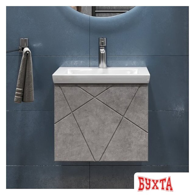 Мебель для ванных комнат Vigo Тумба под умывальник Geometry 500-0-1 Como навесная (бетон) 3