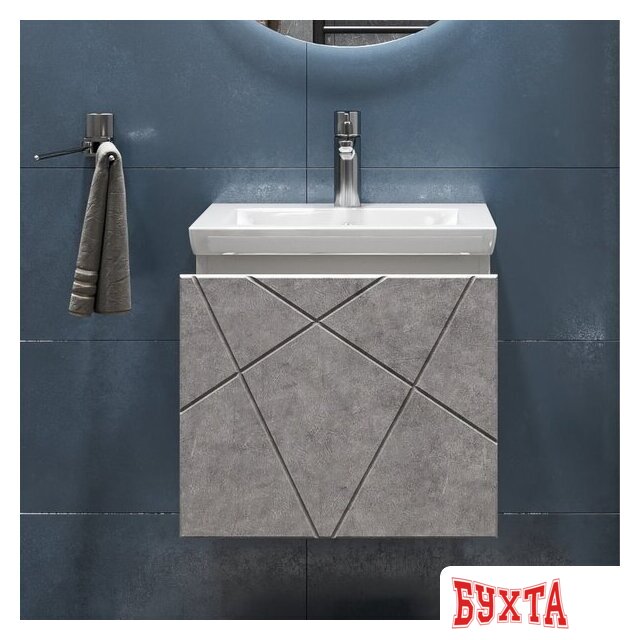 Мебель для ванных комнат Vigo Тумба под умывальник Geometry 500-0-1 Como навесная (бетон) 4