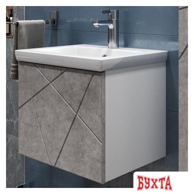 Мебель для ванных комнат Vigo Тумба под умывальник Geometry 500-0-1 Como навесная (бетон) 5