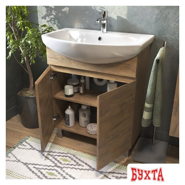 Мебель для ванных комнат Vigo Тумба под умывальник Wing 700-2-0 Балтика (дуб золотой) 4