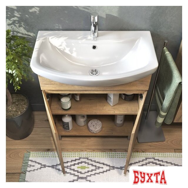 Мебель для ванных комнат Vigo Тумба под умывальник Wing 700-2-0 Балтика (дуб золотой) 5