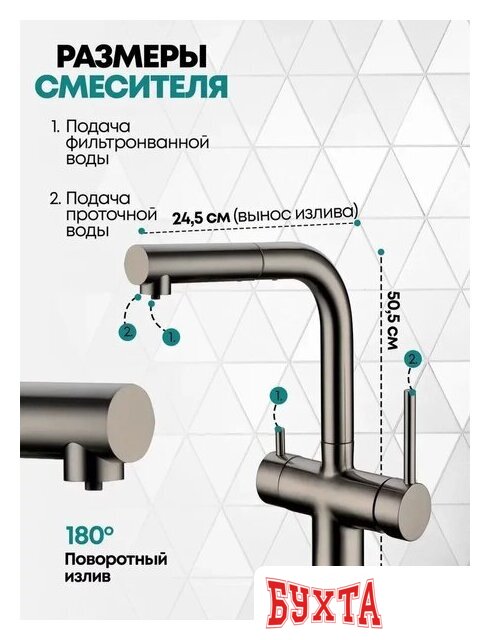 Смеситель Grocenberg GB4097 (графит) 4