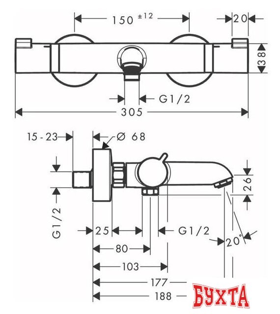 Смеситель Hansgrohe Ecostat 13114990 2
