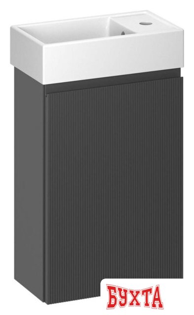 Мебель для ванных комнат Wellsee Тумба под умывальник 2 в 1 WC Area 221802001 (тумба/матовый темно-серый, раковина/глянцевый белый, без ножек)