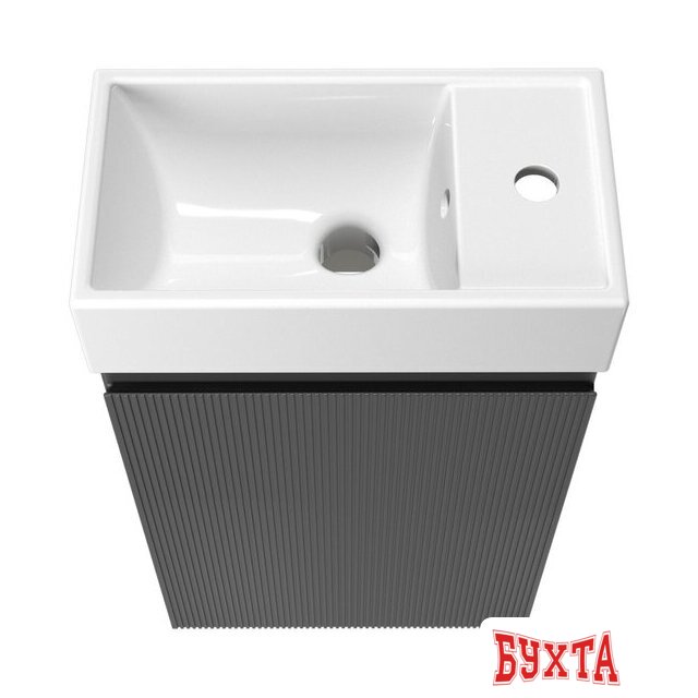 Мебель для ванных комнат Wellsee Тумба под умывальник 2 в 1 WC Area 221802001 (тумба/матовый темно-серый, раковина/глянцевый белый, без ножек) 3