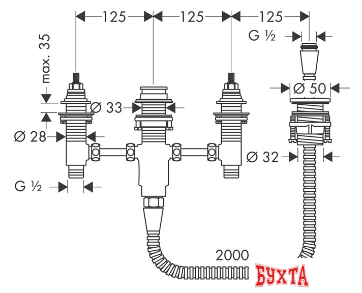 Скрытый механизм Hansgrohe 13244180 2