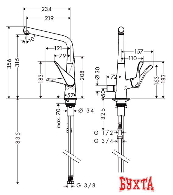 Смеситель Hansgrohe Metris 14888000 2