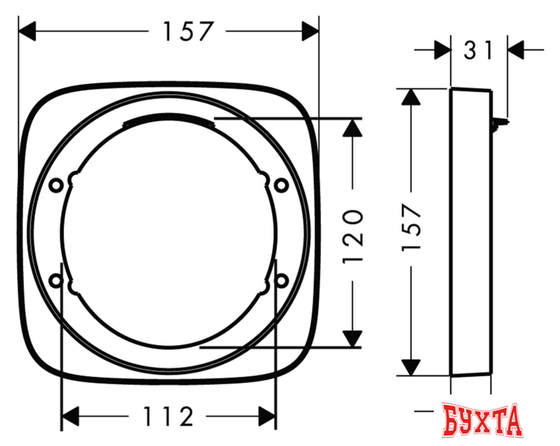 Накладная панель Hansgrohe PuraVida 15597000 2