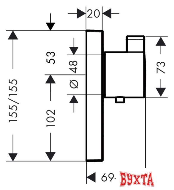 Смеситель без скрытого механизма Hansgrohe ShowerSelect Highfow 15761000 4