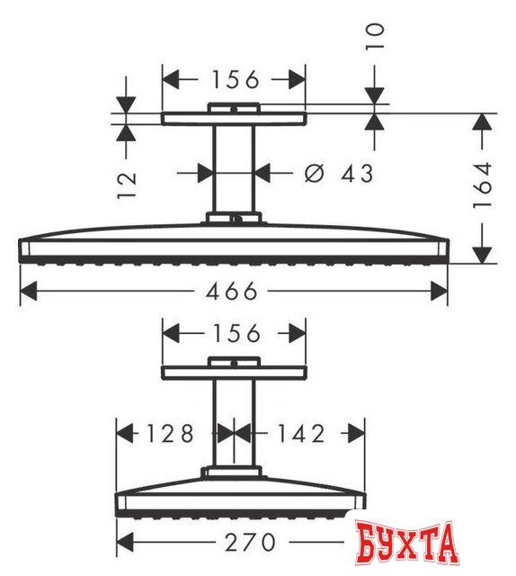 Верхний душ Hansgrohe Rainmaker Select 460 1jet 24002600 (черный/хром) 5