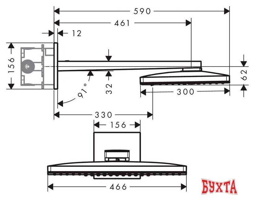 Верхний душ Hansgrohe Rainmaker Select 460 3jet 24007400 5