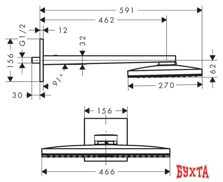 Верхний душ Hansgrohe Rainmaker Select 460 1jet 24013400 3
