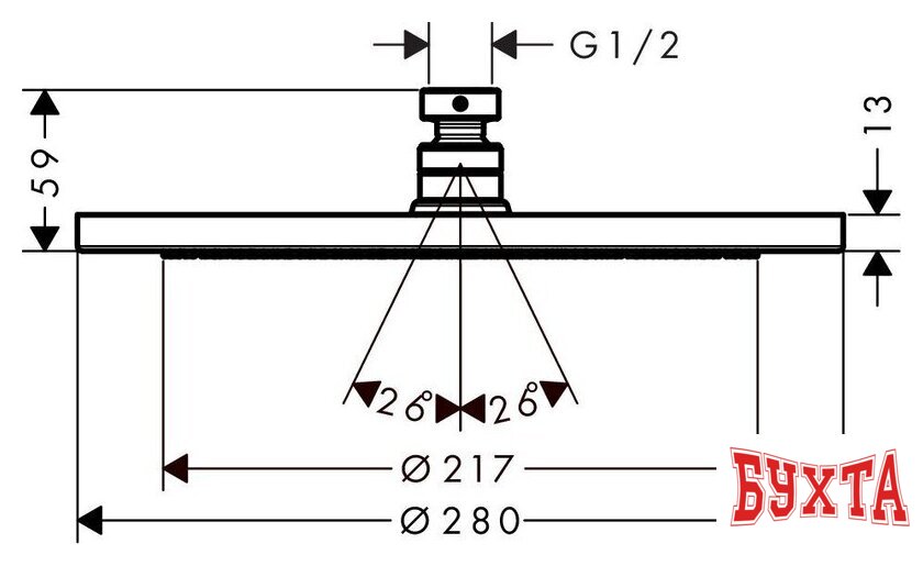 Верхний душ Hansgrohe Croma 280 1jet 26220000 2