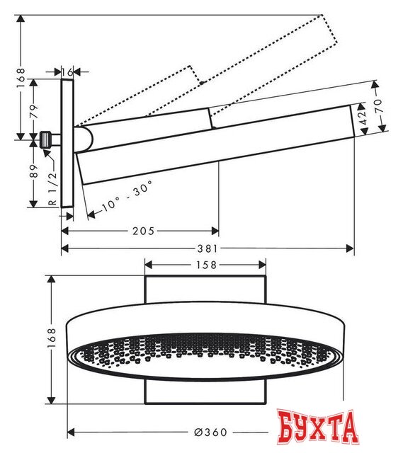 Верхний душ Hansgrohe Rainfinity 360 26230140 2