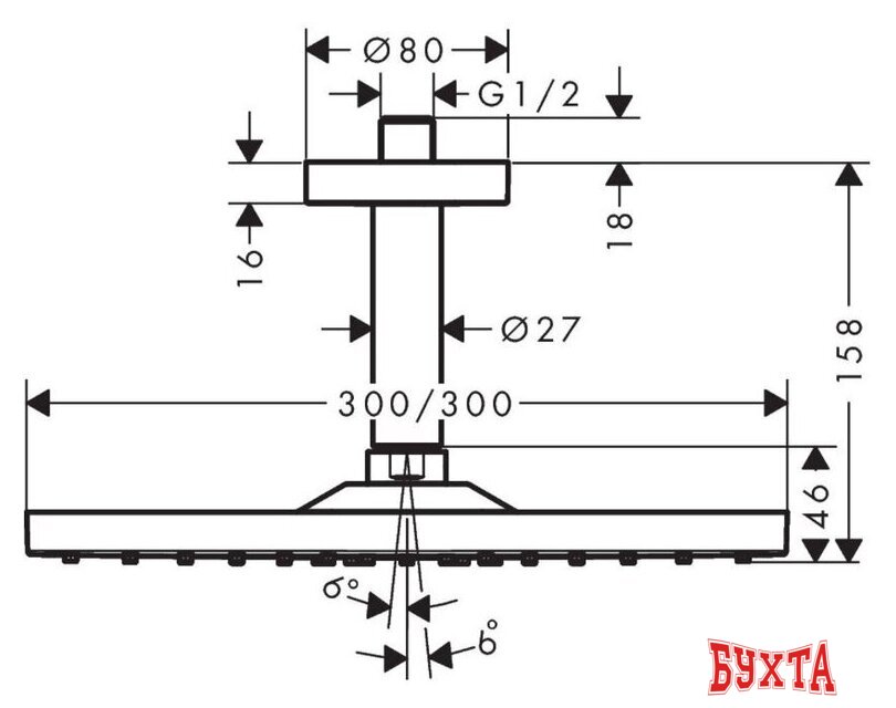 Верхний душ Hansgrohe Raindance E 300 1jet 26250000 (хром) 2
