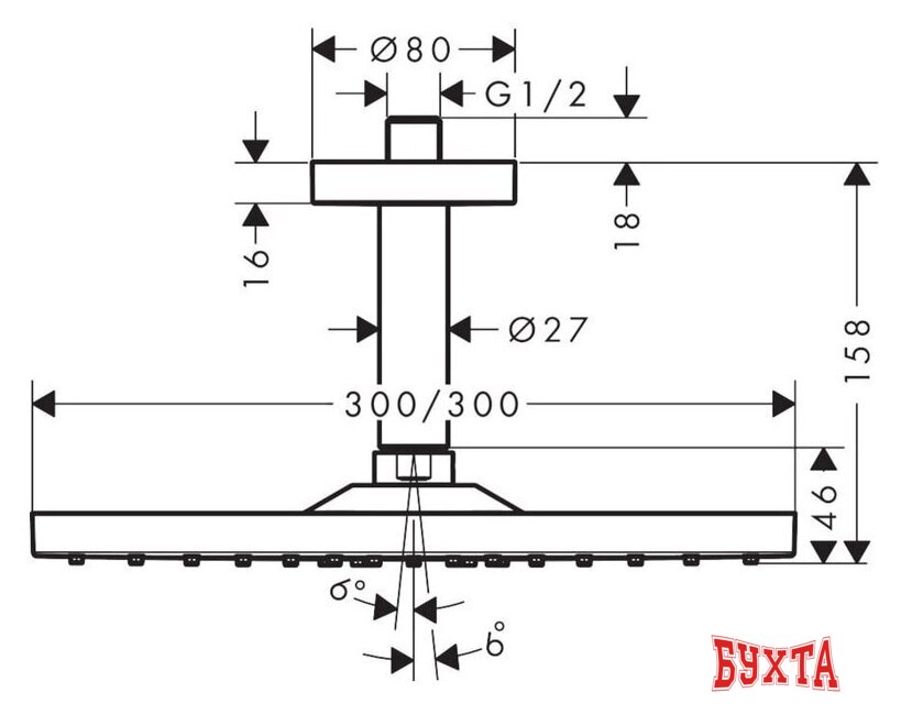 Верхний душ Hansgrohe Raindance E 300 1jet 26250700 (белый) 2