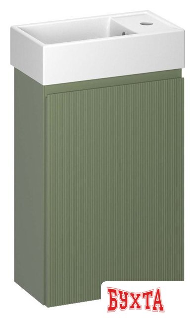 Мебель для ванных комнат Wellsee Тумба под умывальник 2 в 1 WC Area 221805001 (тумба/матовый зеленый, раковина/глянцевый белый, без ножек)