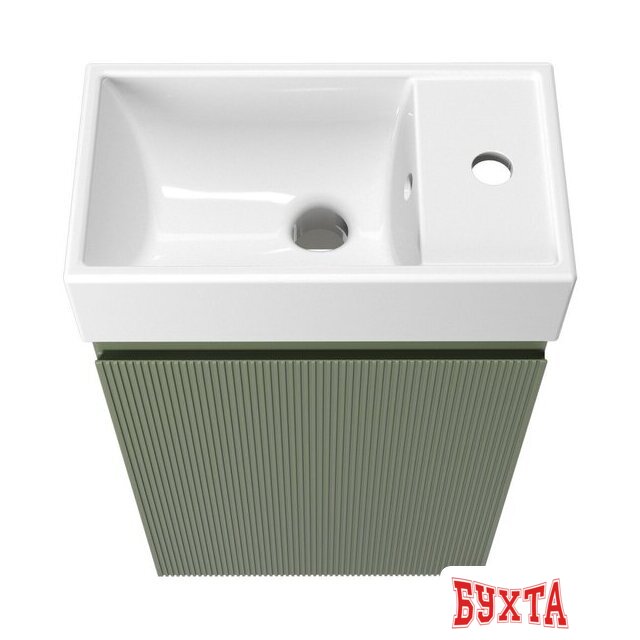 Мебель для ванных комнат Wellsee Тумба под умывальник 2 в 1 WC Area 221805001 (тумба/матовый зеленый, раковина/глянцевый белый, без ножек) 3