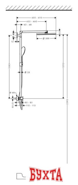 Душевая система Hansgrohe Raindance Select 300 Showerpipe (27114000) 3