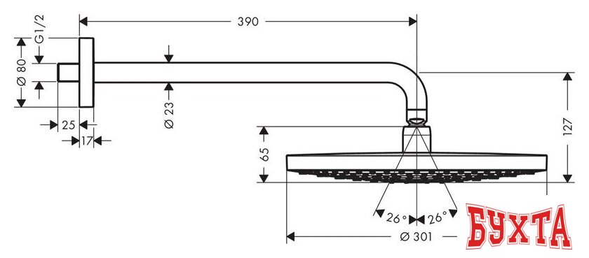 Верхний душ Hansgrohe Raindance Select S 300 2jet [27378000] 2