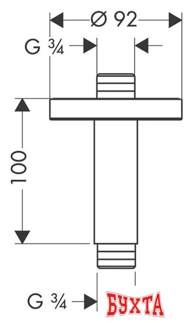 Держатель верхнего душа Hansgrohe Потолочное подсоединение 100 мм x 3/4" 27418000 2