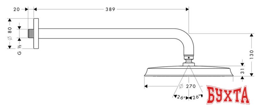 Верхний душ Hansgrohe Raindance Classic AIR 27424090 (хром/золотой) 2