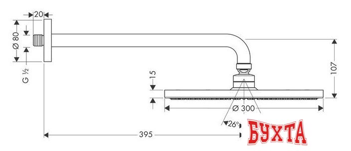 Верхний душ Hansgrohe Raindance S 300 Air 1jet 27493000 2