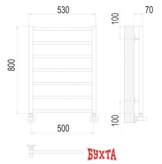 Полотенцесушитель TERMINUS Контур П7 500x800 нп 3