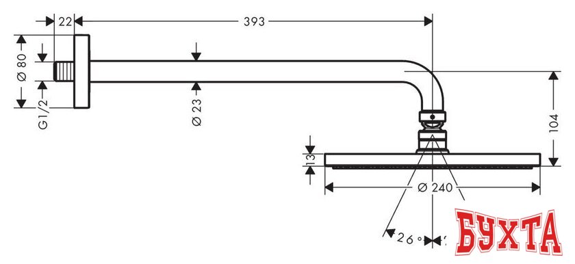 Верхний душ Hansgrohe Raindance S 27607000 2