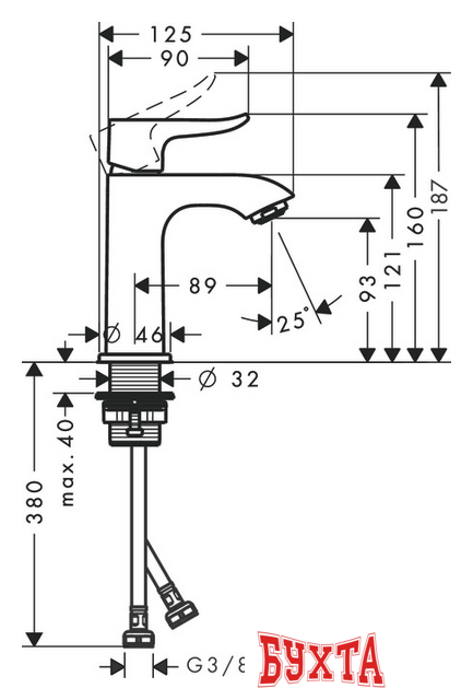 Смеситель Hansgrohe Metris 31186000 2