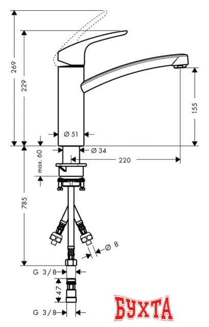 Смеситель Hansgrohe Focus [31804000] 2