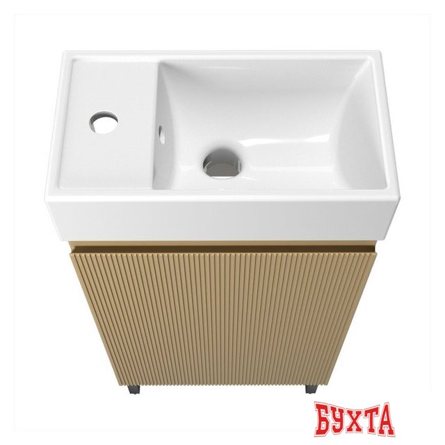 Мебель для ванных комнат Wellsee Тумба под умывальник 3 в 1 WC Area 221803006 (тумба/матовый бежевый, раковина/глянцевый белый, ножки/матовый черный) 3