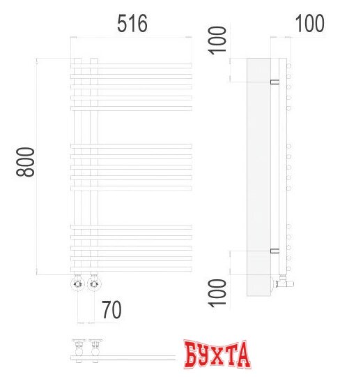 Полотенцесушитель TERMINUS Астра П15 70x800 нп (хром) 3