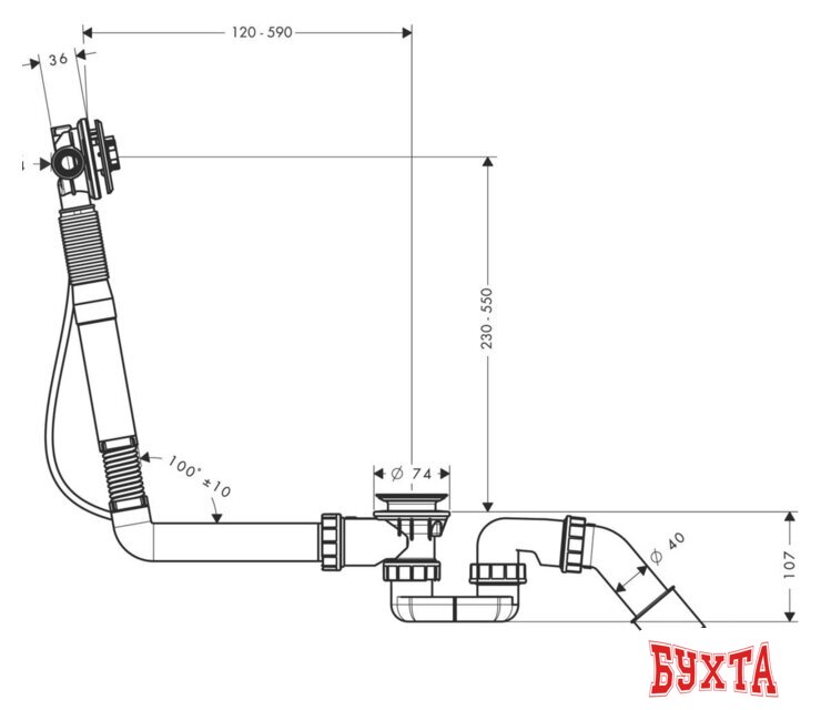 Сифон Hansgrohe Exafill S 58116180 2