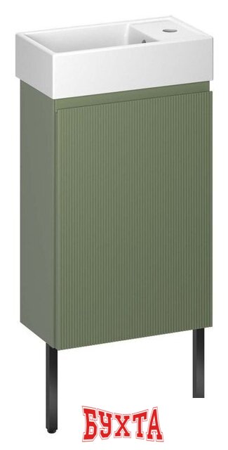 Мебель для ванных комнат Wellsee Тумба под умывальник 3 в 1 WC Area 221805005 (тумба/матовый зеленый, раковина/глянцевый белый, ножки/матовый черный)