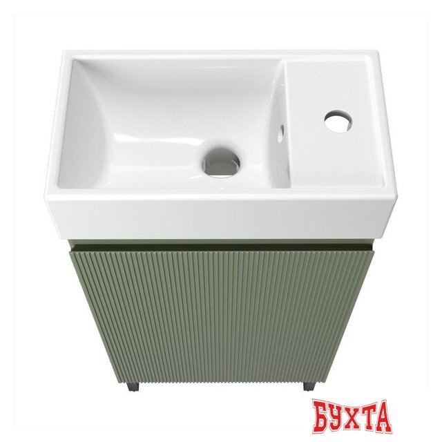 Мебель для ванных комнат Wellsee Тумба под умывальник 3 в 1 WC Area 221805005 (тумба/матовый зеленый, раковина/глянцевый белый, ножки/матовый черный) 3