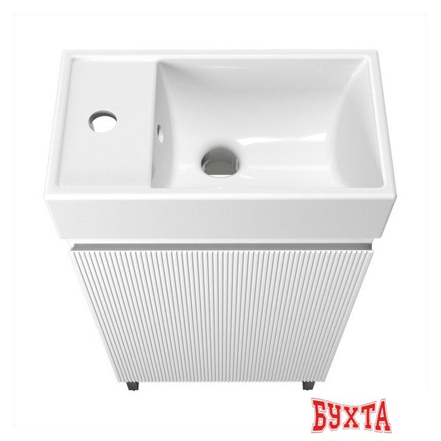 Мебель для ванных комнат Wellsee Тумба под умывальник 3 в 1 WC Area 221801006 (тумба/матовый белый, раковина/глянцевый белый, ножки/матовый черный) 3