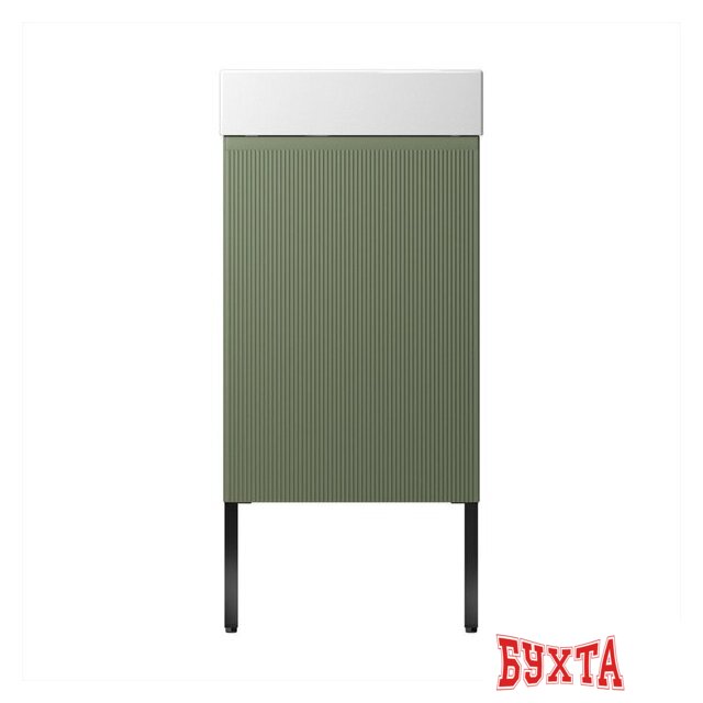 Мебель для ванных комнат Wellsee Тумба под умывальник 3 в 1 WC Area 221805006 (тумба/матовый зеленый, раковина/глянцевый белый, ножки/матовый черный) 2