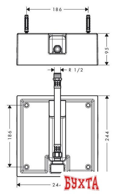 Скрытая часть верхнего душа Hansgrohe Raindance 26471180 2