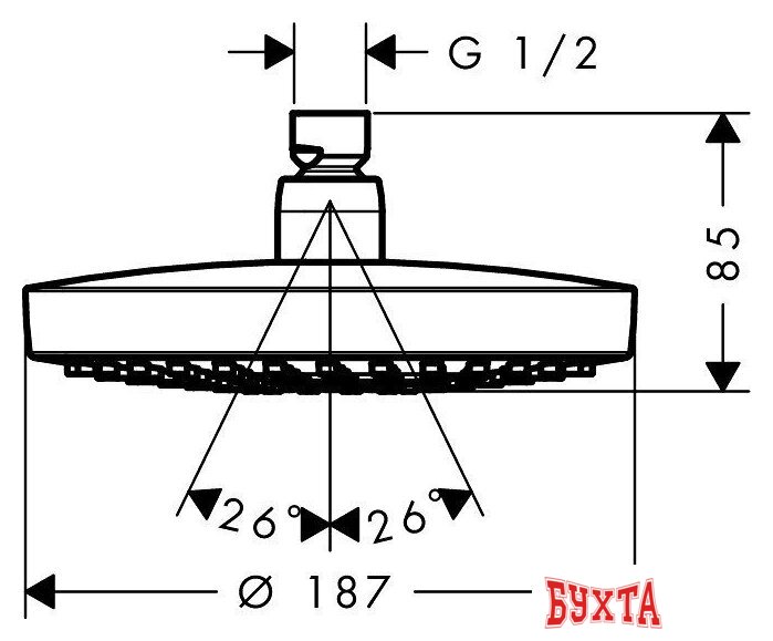 Верхний душ Hansgrohe Croma Select S 180 2jet [26522400] 2
