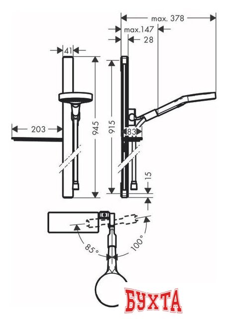 Душевой гарнитур Hansgrohe Rainfinity 27671000 (хром) 2