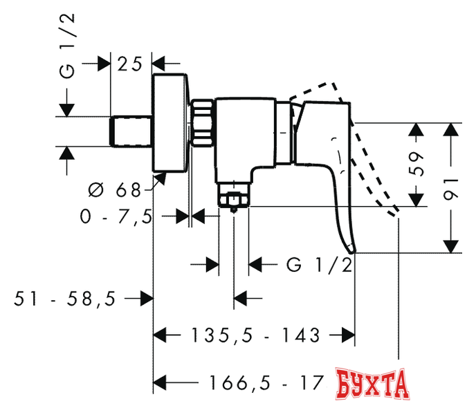 Смеситель Hansgrohe Metris 31680000 2