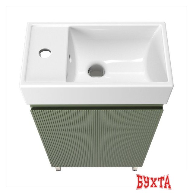 Мебель для ванных комнат Wellsee Тумба под умывальник 3 в 1 WC Area 221805004 (тумба/матовый зеленый, раковина/глянцевый белый, ножки/нержавеющая сталь) 3