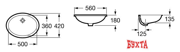 Умывальник Roca Berna 56x42 (327871001) 2