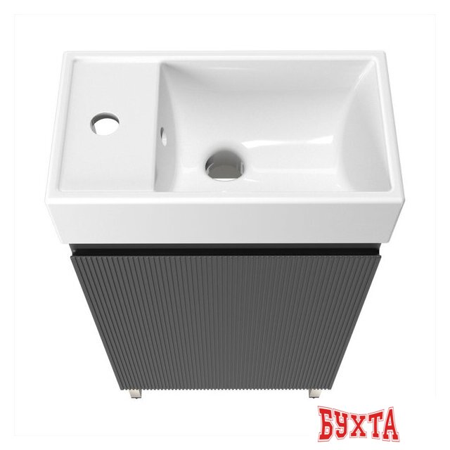 Мебель для ванных комнат Wellsee Тумба под умывальник 3 в 1 WC Area 221802004 (тумба/матовый темно-серый, раковина/глянцевый белый, ножки/нержавеющая сталь) 3