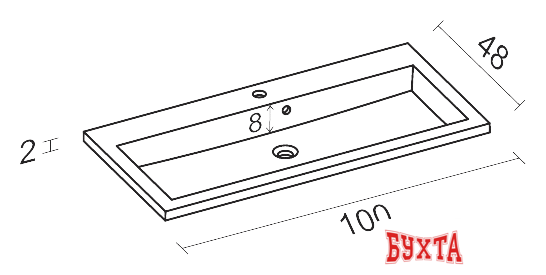 Умывальник Riho Broni 100x48 (F7BR110048111) 2