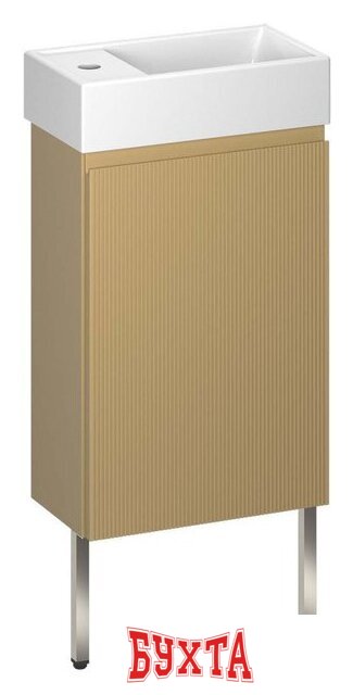 Мебель для ванных комнат Wellsee Тумба под умывальник 3 в 1 WC Area 221803004 (тумба/матовый бежевый, раковина/глянцевый белый, ножки/нержавеющая сталь) 1