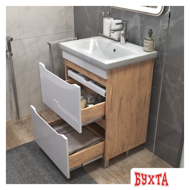 Мебель для ванных комнат Vigo Тумба под умывальник Grani 600-0-2 Como (дуб золотой) 4