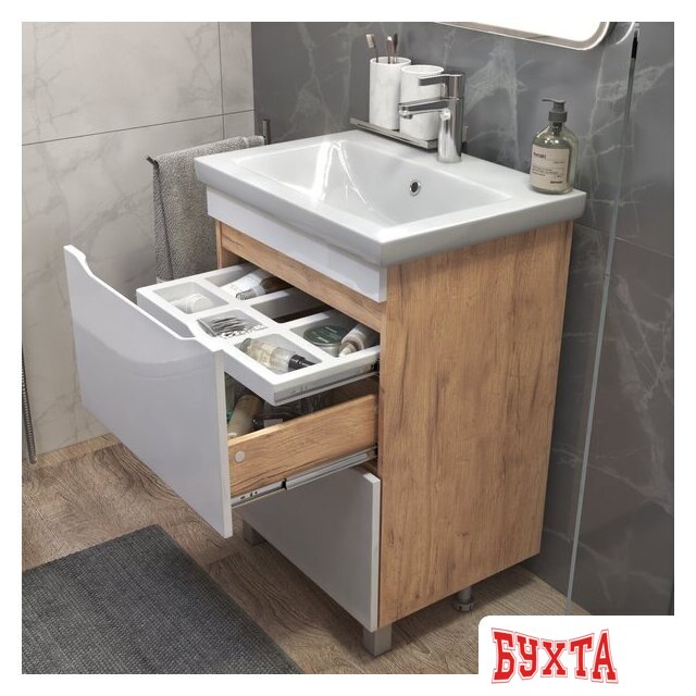 Мебель для ванных комнат Vigo Тумба под умывальник Grani 600-0-2 Como (дуб золотой) 5